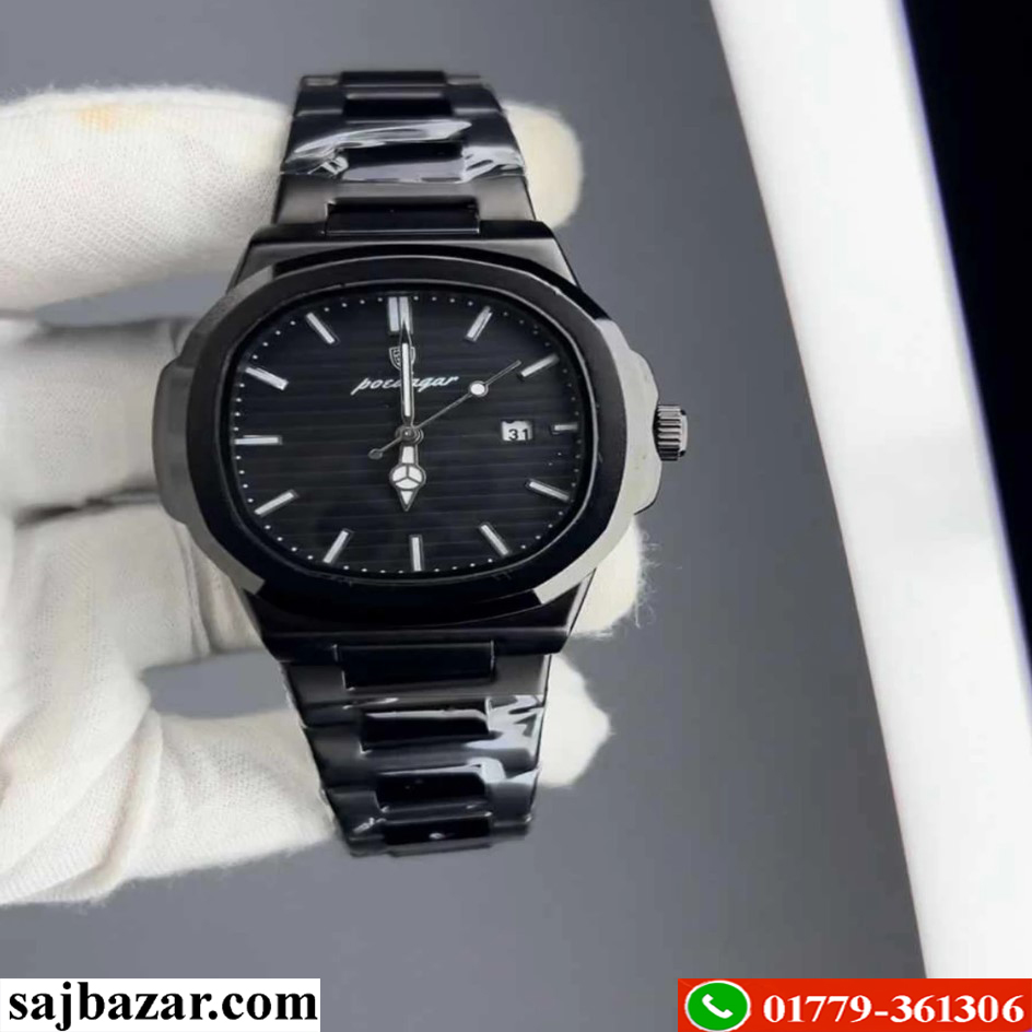 Poedagar 613 Luxury Stainless Steel Strap Watch(Full Blackl)