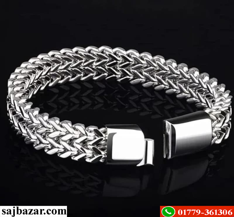 Luxurious Men’s Stainless Steel Bracelet- Silver