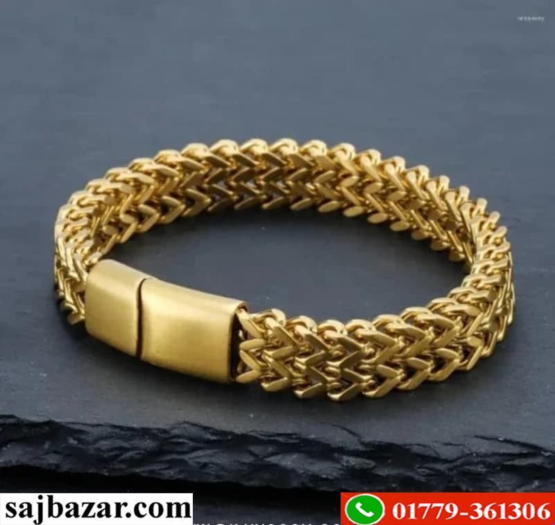Luxurious Men’s Stainless Steel Bracelet- Gold